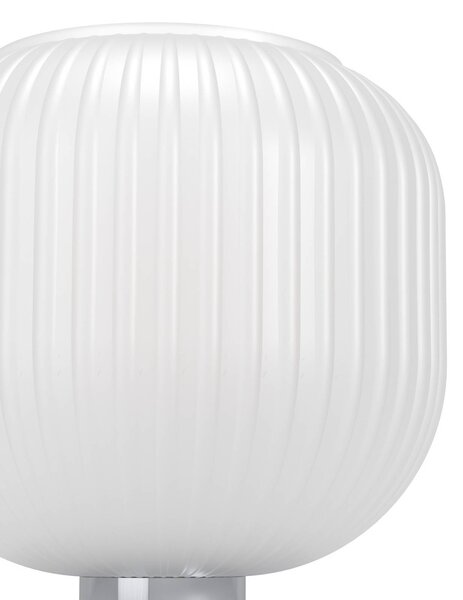 EGLO Stolová lampa Dasmina, biela/chróm, sklo, oceľ, E27, Biela / opálová, Obývacia izba / jedáleň, Sklo, Štýl mladých, Stojacie svietidlo