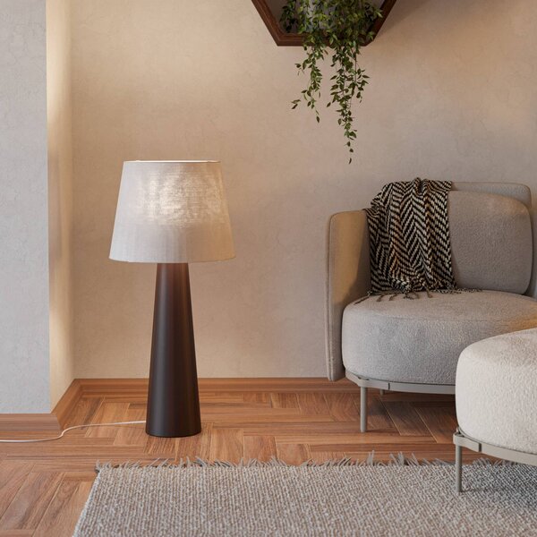 EGLO Stojacia lampa Patemisco, hnedá/prírodná, oceľ, textil, výška 90 cm, Hnedá / hrdzavá, Obývacia izba / jedáleň, kov, Stojaca lampa