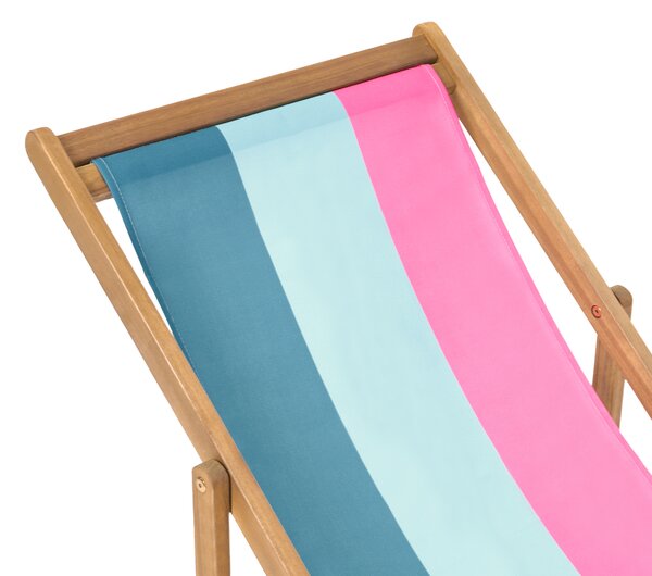 Sada 2 náhradných látkových poťahov na záhradné ležadlo viacfarebný pruhovaný vzor polyester plážová stolička