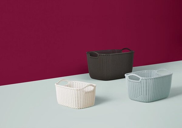 Biely úložný košík Curver Knit, 3 l