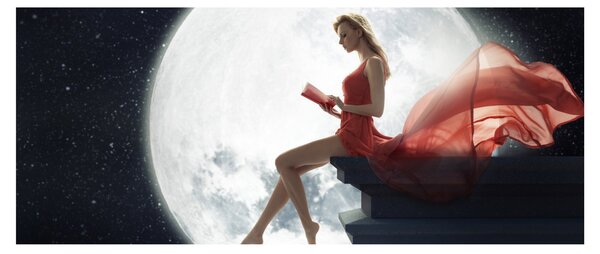Obraz - Žena za svitu mesiaca (120x50 cm)