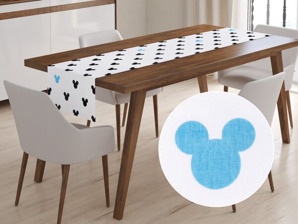 Biante Detský bavlnený behúň na stôl Sandra SA-079 Čierne a modré myšky Mickey 20x120 cm
