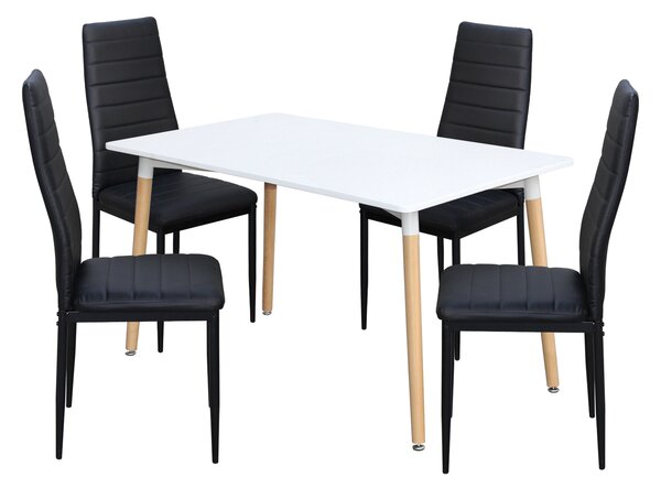 Jedálenský stôl UNO 140x90 biely + 4 stoličky SIGMA čierne