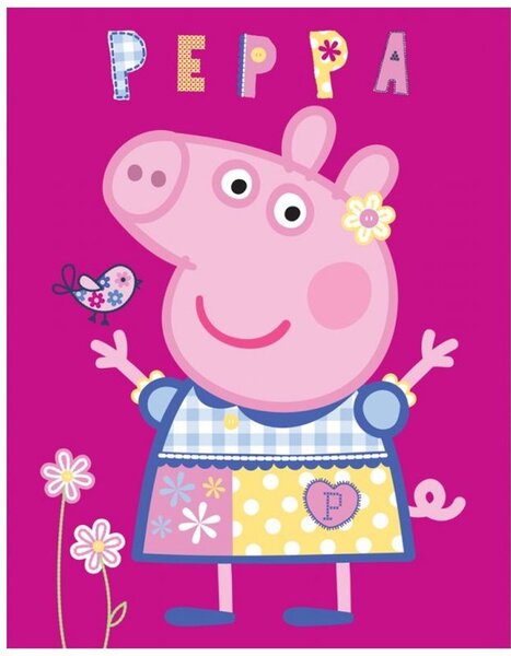 Detská / dievčenská fleecová deka Prasiatko Peppa - motív modelka - 110 x 140 cm