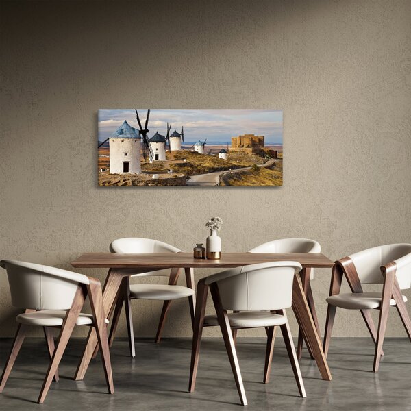 Obraz - Veterné mlyny Consuegra, Španielsko (120x50 cm)