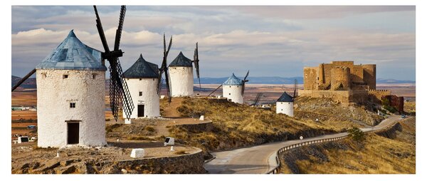 Obraz - Veterné mlyny Consuegra, Španielsko (120x50 cm)