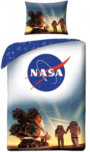 Bavlnené posteľné obliečky NASA - motív kozmická raketa v kozmodrómu Bajkonur - 100% bavlna - 70 x 90 cm + 140 x 200 cm