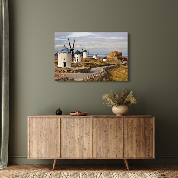 Obraz - Veterné mlyny Consuegra, Španielsko (90x60 cm)