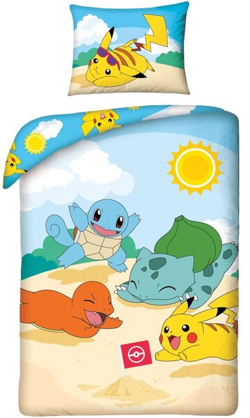 Bavlnené posteľné obliečky Pokémoni - motív Hano beach - 100% bavlna - 70 x 90 cm + 140 x 200 cm