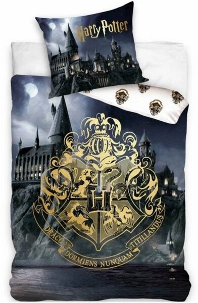 Bavlnené posteľné obliečky Harry Potter - motív Rokfortská stredná škola čarodejnícka - 100% bavlna - 70 x 90 cm + 140 x 200 cm
