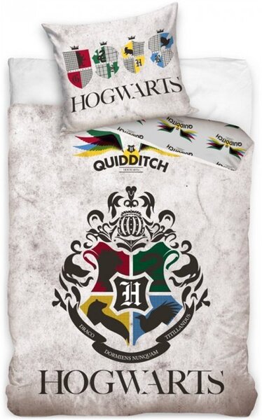 Bavlnené posteľné obliečky Harry Potter - motív Metlobalové tímy - 100% bavlna - 70 x 90 cm + 140 x 200 cm