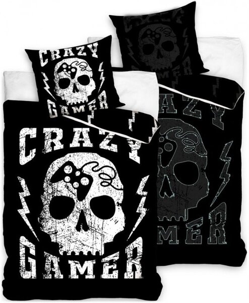 Bavlnené posteľné obliečky Crazy Gamer - so svietiacim efektom - 100% bavlna Renforcé - 70 x 90 cm + 140 x 200 cm