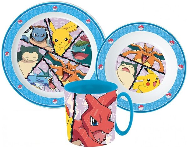 Sada plastového riadu Pokémoni s hrnčekom - 3 dielna súprava