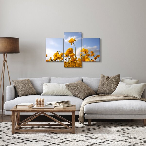 Obraz poľa s jasne žltými kvetmi (90x60 cm)