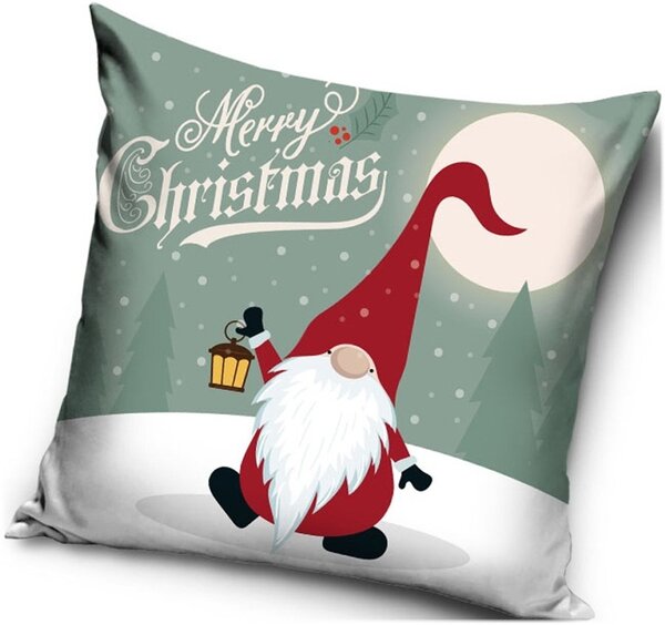 Vianočný vankúš - motív Škriatok s lampičkou - Merry Christmas - 40 x 40 cm