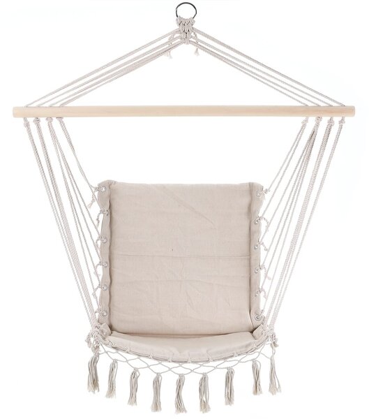 Závesné kreslo BOHO s vankúšmi, Ø61cm, béžová Jurhan
