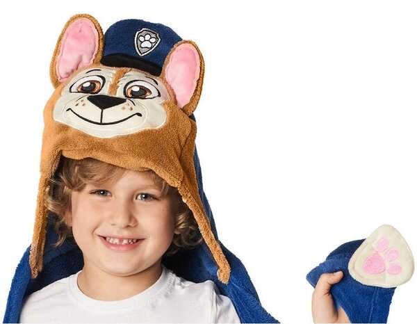 Detská / chlapčenská deka s kapucňou Tlapková patrola - Paw Patrol - motív Chase - Coral fleece 230 g/m² - 110 x 140 cm