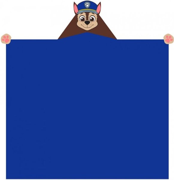 Detská / chlapčenská deka s kapucňou Tlapková patrola - Paw Patrol - motív Chase - Coral fleece 230 g/m² - 110 x 140 cm