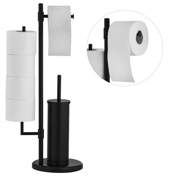 Erga Sisu, držiak na toaletný papier so zásobníkom a WC kefou 3v1, čierna matná, ERG-YKA-P.SISU-BLK
