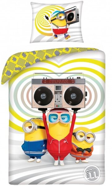 Bavlnené posteľné obliečky Mimoni - motív Retro Disco - 100% bavlna - 70 x 90 cm + 140 x 200 cm