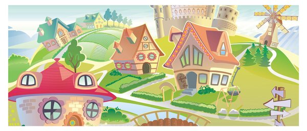 Obraz - Farebné mestečko (120x50 cm)
