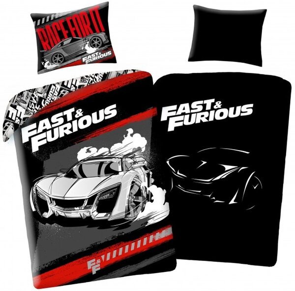 Bavlnené posteľné obliečky Rýchlo a zbesilo - Fast & Furious - so svietiacim efektom - 100% bavlna - 70 x 90 cm + 140 x 200 cm