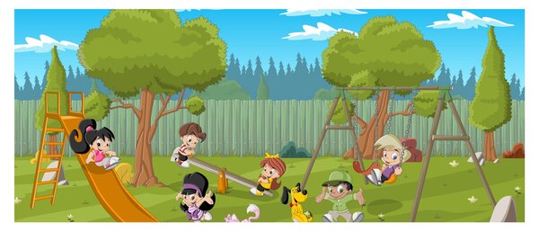 Obraz - Deti na ihrisku (120x50 cm)