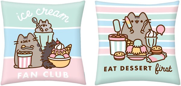 Obojstranný vankúš mačička Pusheen - motív Ice cream fan club - 40 x 40 cm