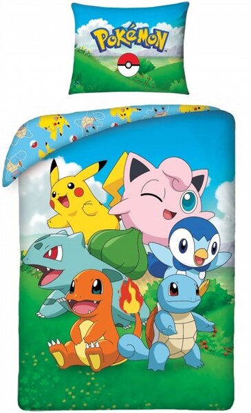 Bavlnené posteľné obliečky Pokémoni - motív Best team - 100% bavlna - 70 x 90 cm + 140 x 200 cm
