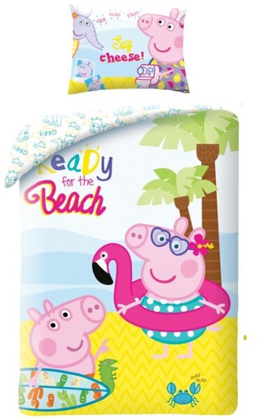 Bavlnené posteľné obliečky Prasiatko Peppa - motív Ready for The Beach - 100% bavlna - 70 x 90 cm + 140 x 200 cm