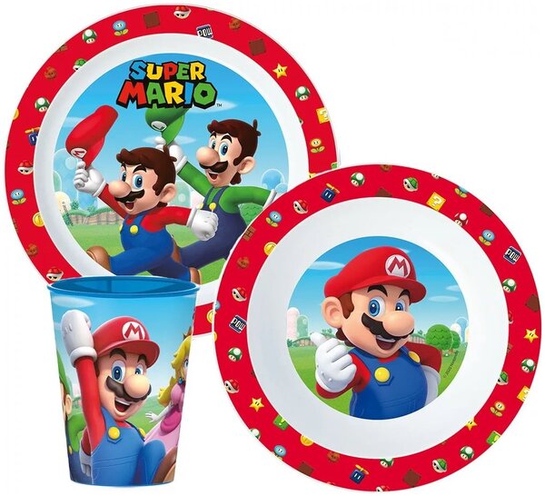 Sada plastového riadu s kelímkom pre deti - motív Super Mario / Nintendo - 3 diely