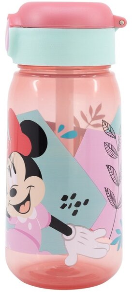 Plastová fľaša na pitie so slamkou a viečkom Minnie Mouse - 510 ml