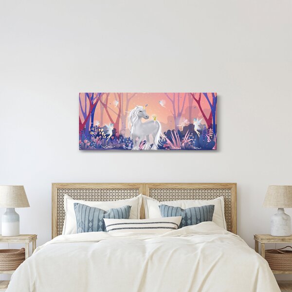 Obraz - Jednorožec v magickom lese (120x50 cm)
