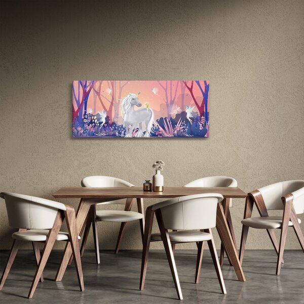 Obraz - Jednorožec v magickom lese (120x50 cm)