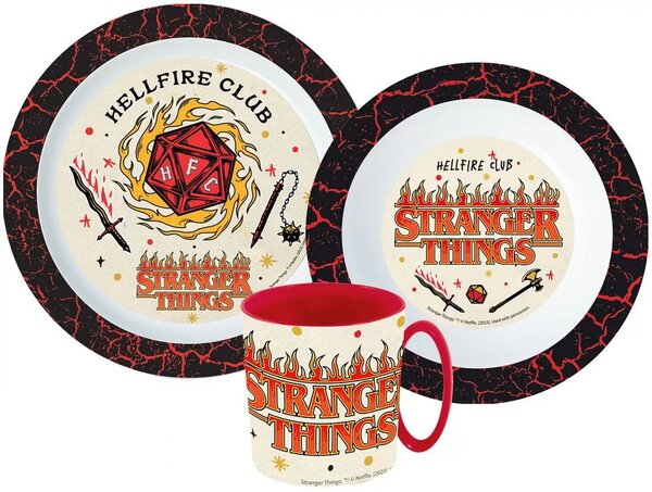 Sada plastového riadu Stranger Things s hrnčekom - 3 diely
