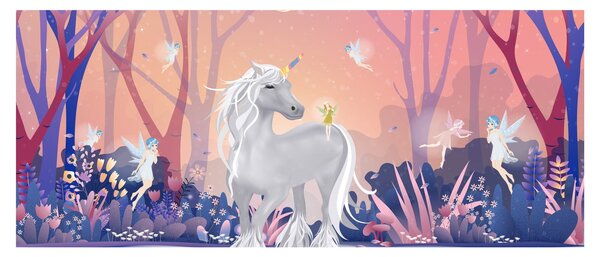 Obraz - Jednorožec v magickom lese (120x50 cm)