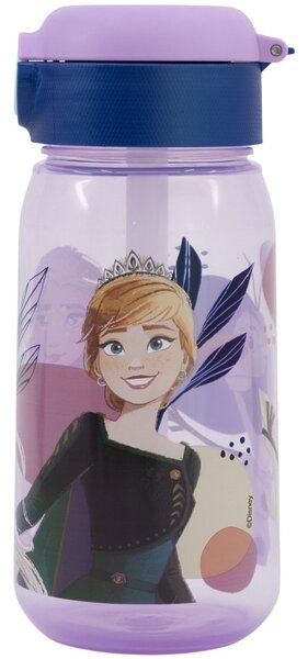 Plastová fľaša na pitie so slamkou a viečkom Ľadové kráľovstvo - Frozen - 510 ml