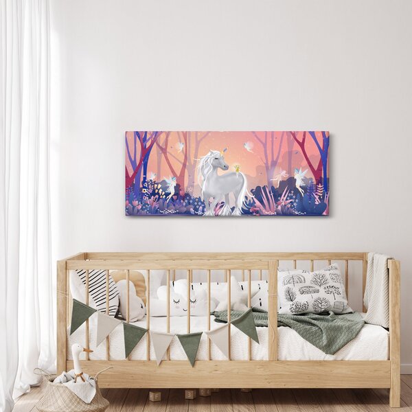 Obraz - Jednorožec v magickom lese (120x50 cm)