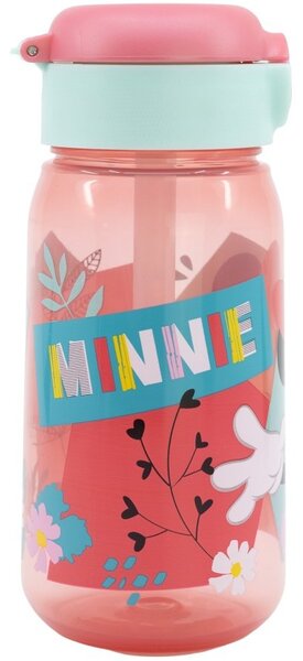 Plastová fľaša na pitie so slamkou a viečkom Minnie Mouse - 510 ml