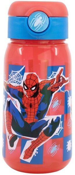 Plastová fľaša na pitie so slamkou a viečkom Spiderman - 510 ml