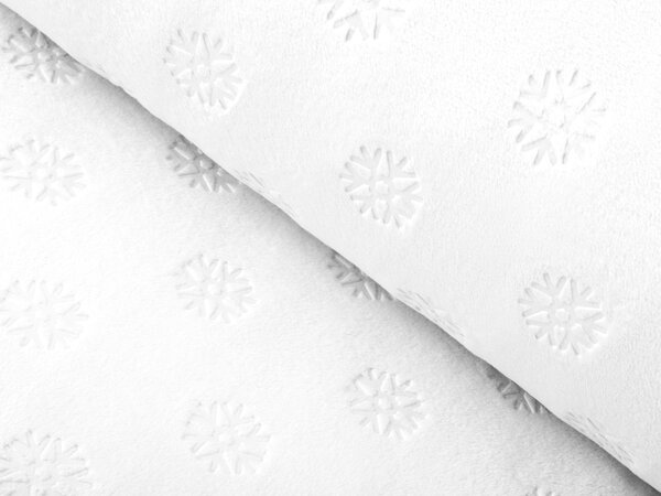 Mikroplyšová látka MIP-011 Snehové vločky - snehovo biela - šírka 150 cm