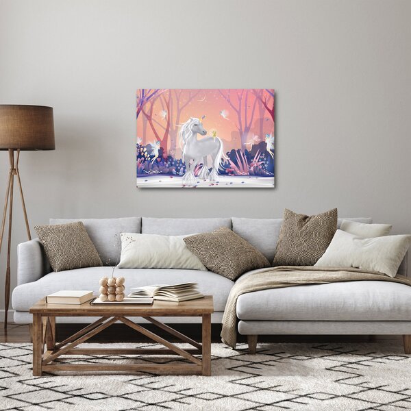 Obraz - Jednorožec v magickom lese (70x50 cm)