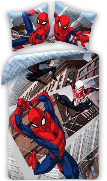 Súprava posteľnej bielizne Spider-man: Cez paralelné svety - 100% bavlna - 70 x 90 cm + 140 x 200 cm