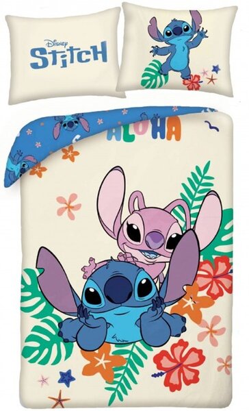Bavlnené posteľné obliečky Lilo & Stitch - motív Aloha - 100% bavlna - 70 x 90 cm + 140 x 200 cm