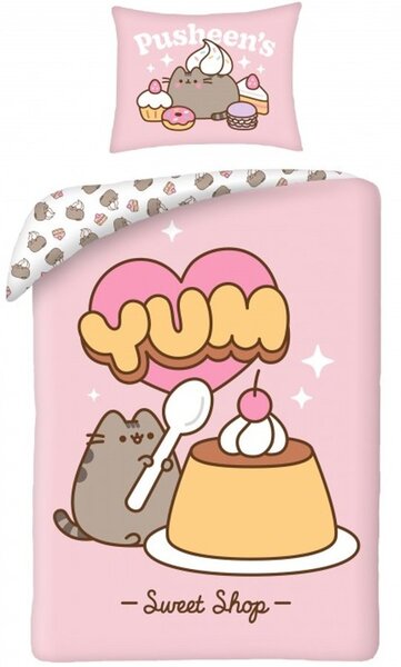 Bavlnené posteľné obliečky Pusheen - motív Sweet Shop - 100% bavlna - 70 x 90 cm + 140 x 200 cm
