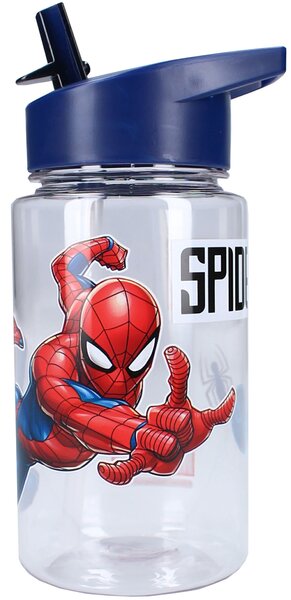 Plastová fľaša na pitie Spiderman so slamkou a uškom - 450 ml