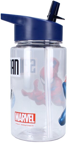 Plastová fľaša na pitie Spiderman so slamkou a uškom - 450 ml
