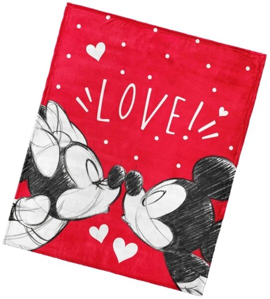 Coral fleece deka Mickey & Minnie Mouse - motív Love - 130 x 160 cm