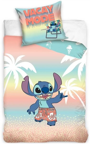 Obojstranné posteľné obliečky Lilo & Stitch - motív Dovolenkový režim - 100% bavlna - 70 x 90 cm + 140 x 200 cm