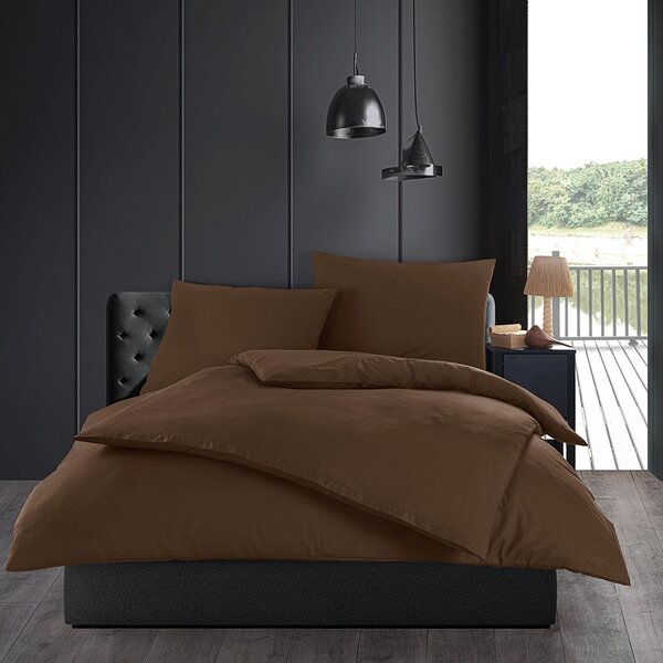 Bavlnené jednofarebné posteľné obliečky BedTex Exclusive Collection - hnedé - 100% bavlna - 70 x 90 cm + 140 x 200 cm